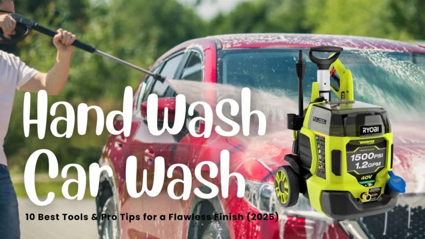 Hand wash car wash using a cordless pressure washer for spotless shine